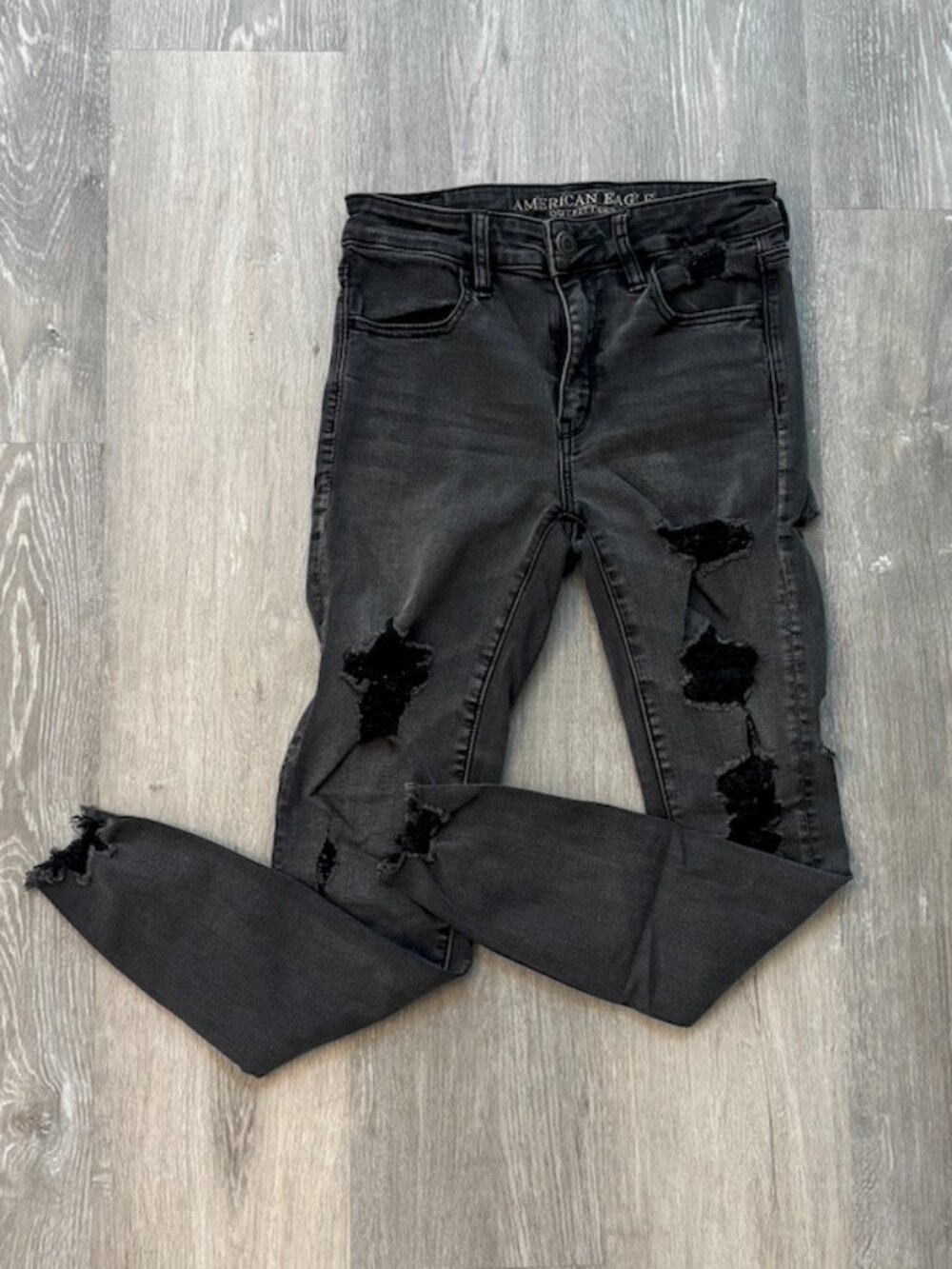 AMERICAN EAGLE HI-RISE JEGGING JEANS BLACK DENIM SIZE 4